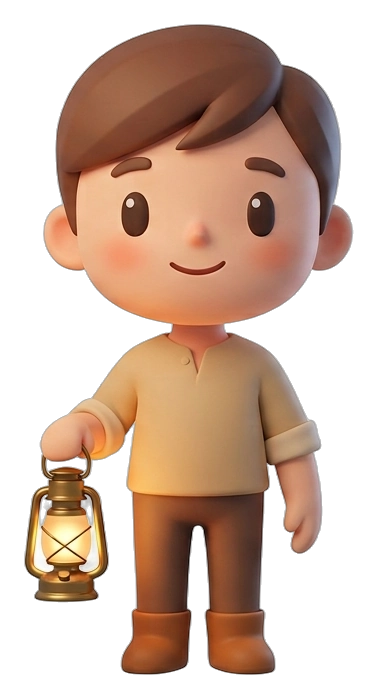 Ziggy, a Questing sidekick, holding a lantern