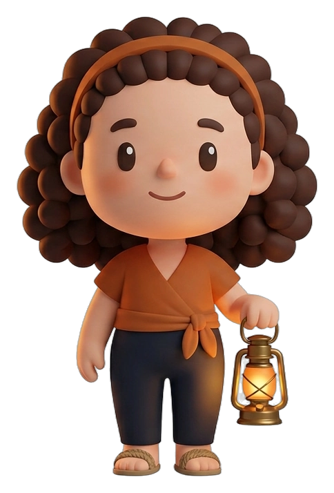 Juno, a Questing sidekick, holding a lantern