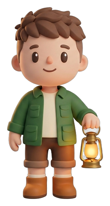 Otto, a Questing sidekick, holding a lantern