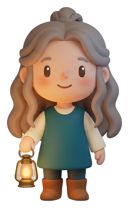 Nim, a Questing sidekick, holding a lantern